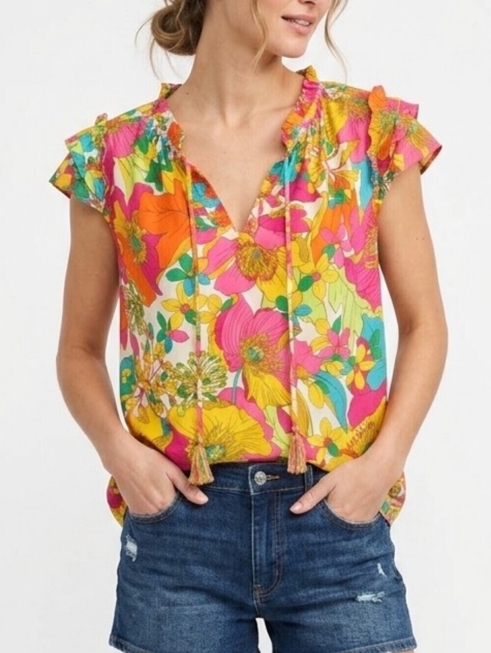 NWT Rose + Olive Floral Top